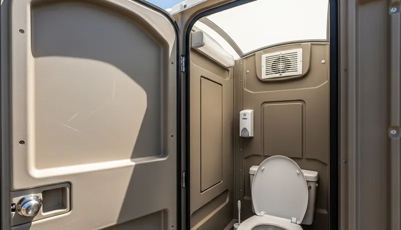Deluxe porta potty in Bloomington, CA